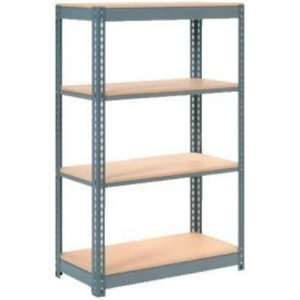 Global Equipment Heavy Duty Shelving 48"W x 24"D x 72"H With 4 Shelves - Wood Deck - Gray 717125